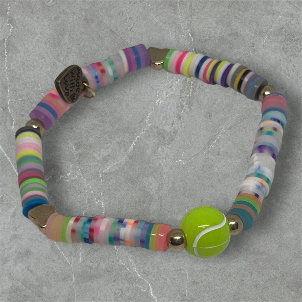 Tennis Friendship Beaded Handmade Bracelet Stretchy Sporty
